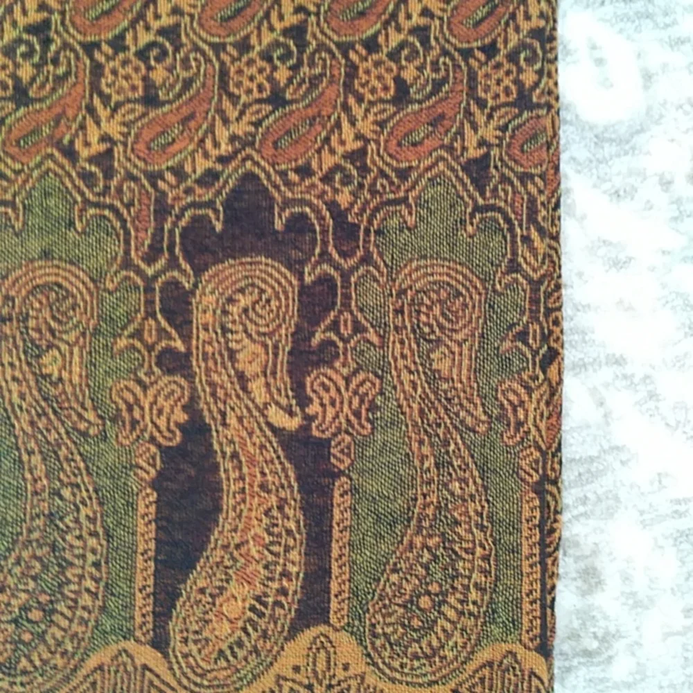 Zu's Paisley Fringed Wolle Silk Blend Scarf Wrap